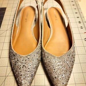 Madden Girl Silver Sparkly Flats-10M